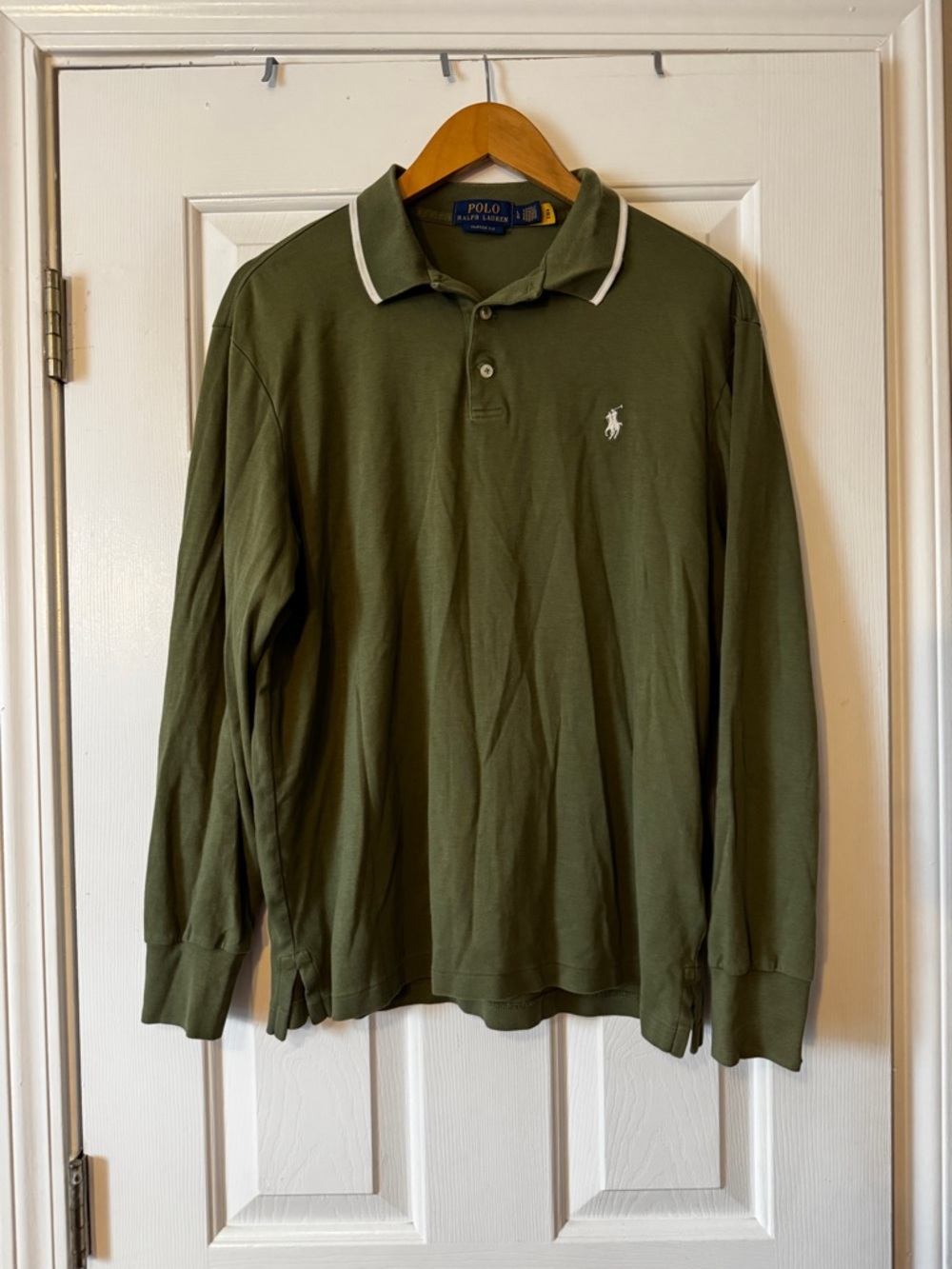 Polo Ralph Lauren Men’s Large Classic Fit Olive Green Long Sleeve Polo Shirt